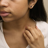 10K Gold Gemstone and 1/6 Cttw Diamond Halo Stud Earring
