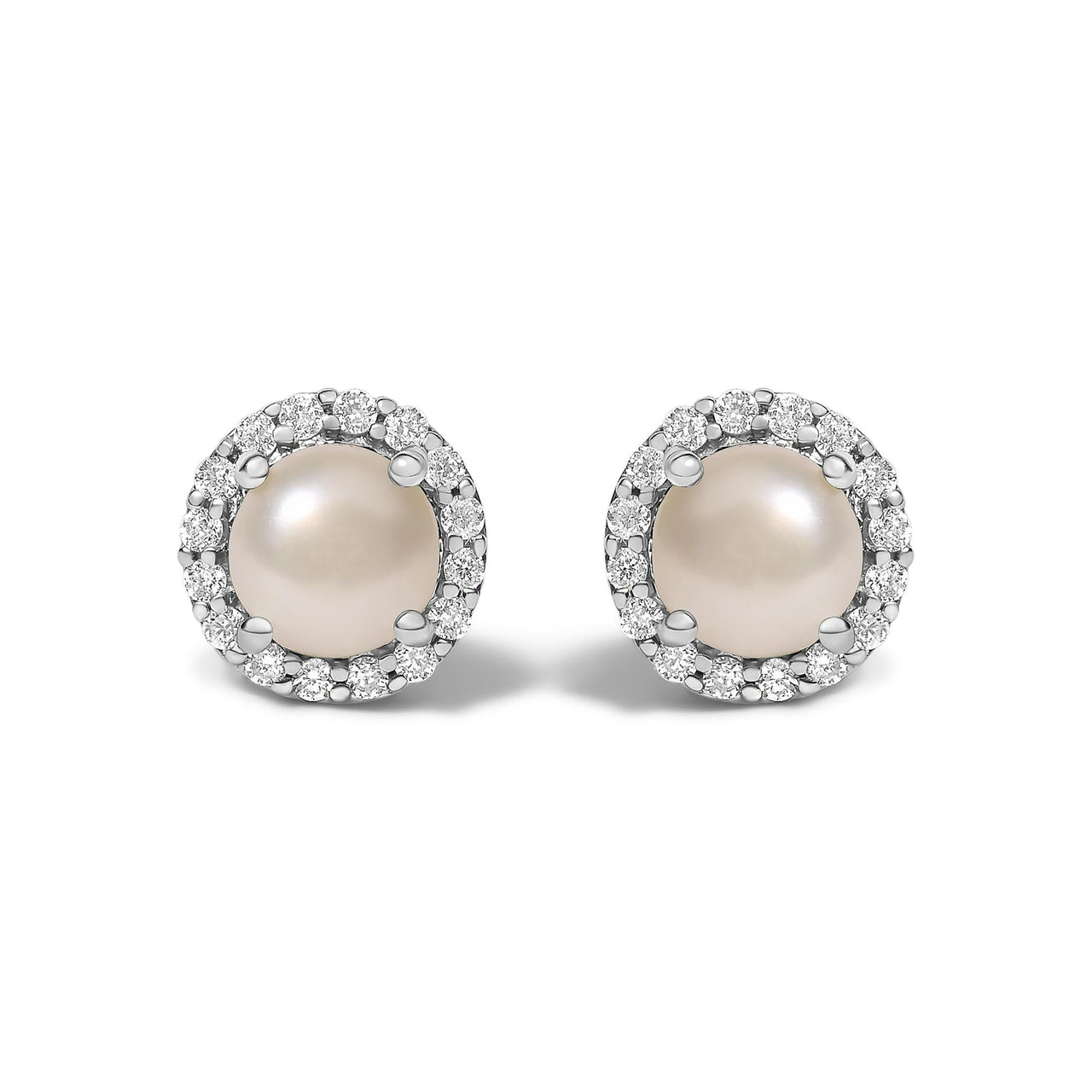 10K Gold Gemstone and 1/6 Cttw Diamond Halo Stud Earring
