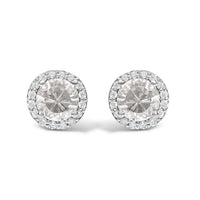 10K Gold Gemstone and 1/6 Cttw Diamond Halo Stud Earring