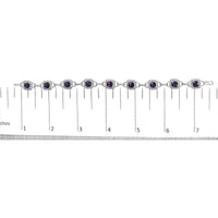 10K White Gold Cushion Cut Purple Amethyst and Diamond Halo Link Bracelet