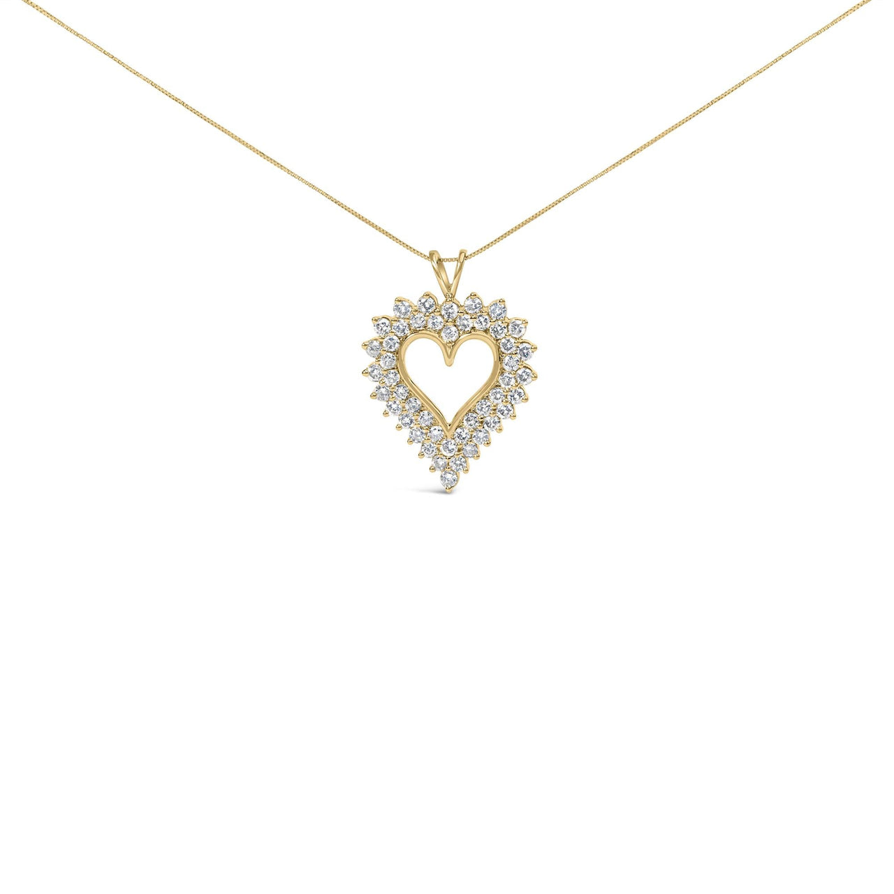 .925 Sterling Silver 3.00 Cttw Round Cut Diamond Cluster Heart 18" Pendant Necklace (K-L Color, I1-I2 Clarity)