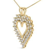 14K Yellow Gold Plated .925 Sterling Silver Brilliant-Cut Diamond Open Heart 18