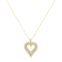 14K Yellow Gold Plated .925 Sterling Silver 4.0 cttw Prong Set, Round-Cut Diamond Heart 18