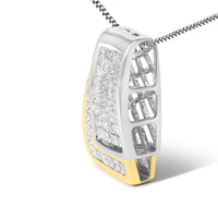 14K Gold 1.0 Cttw Princess Cut Diamond Two Tone Foldover Box Pendant 18” Box Chain Necklace (H-I Color, SI2-I1 Clarity)
