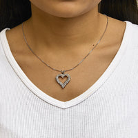 .925 Sterling Silver Diamond Heart 18