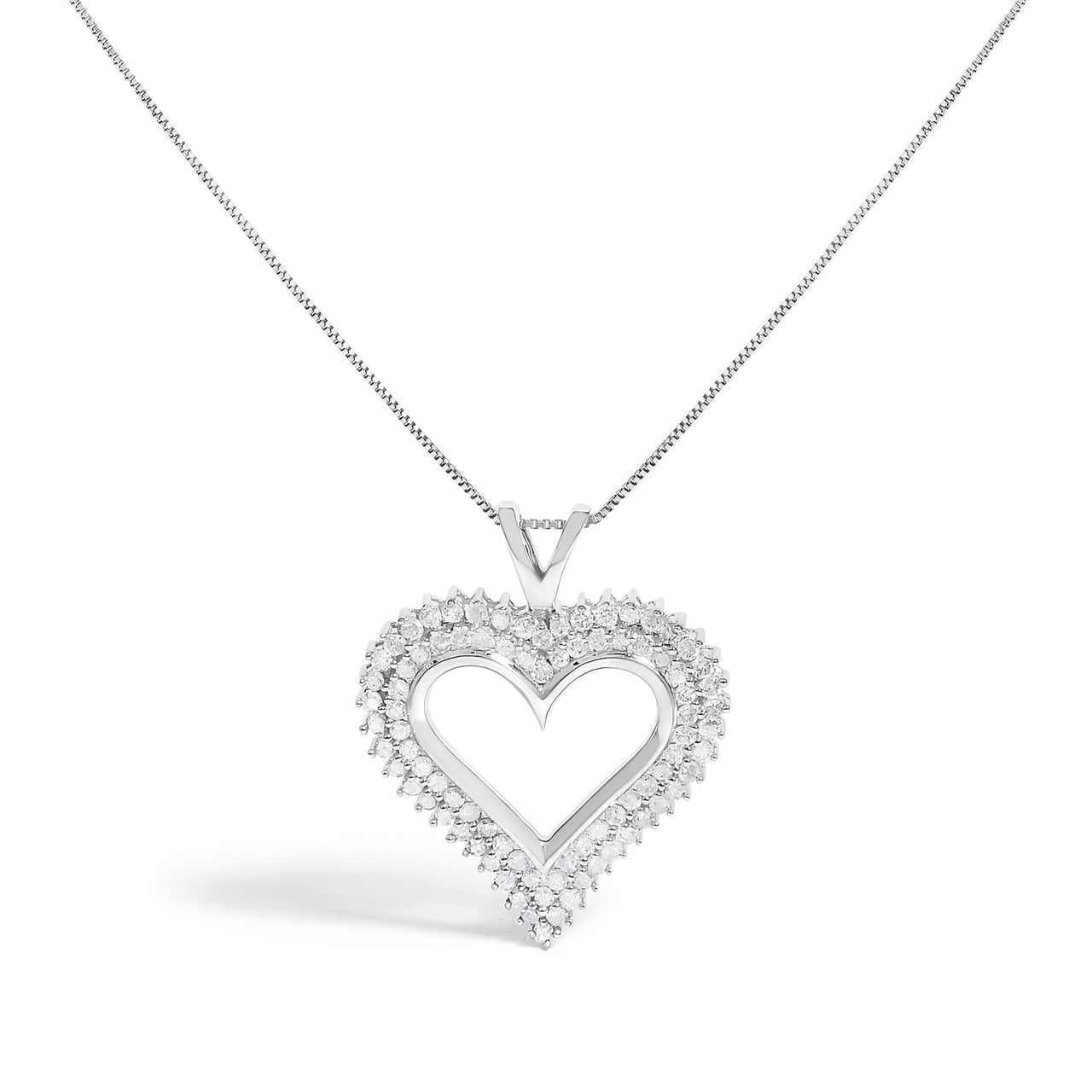 .925 Sterling Silver Diamond Heart 18" Pendant Necklace (I-J Color, I2-I3 Clarity)