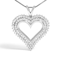 .925 Sterling Silver Diamond Heart 18