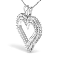 .925 Sterling Silver Diamond Heart 18