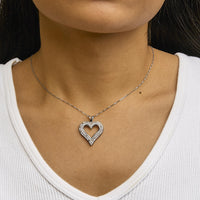 .925 Sterling Silver Diamond Heart 18