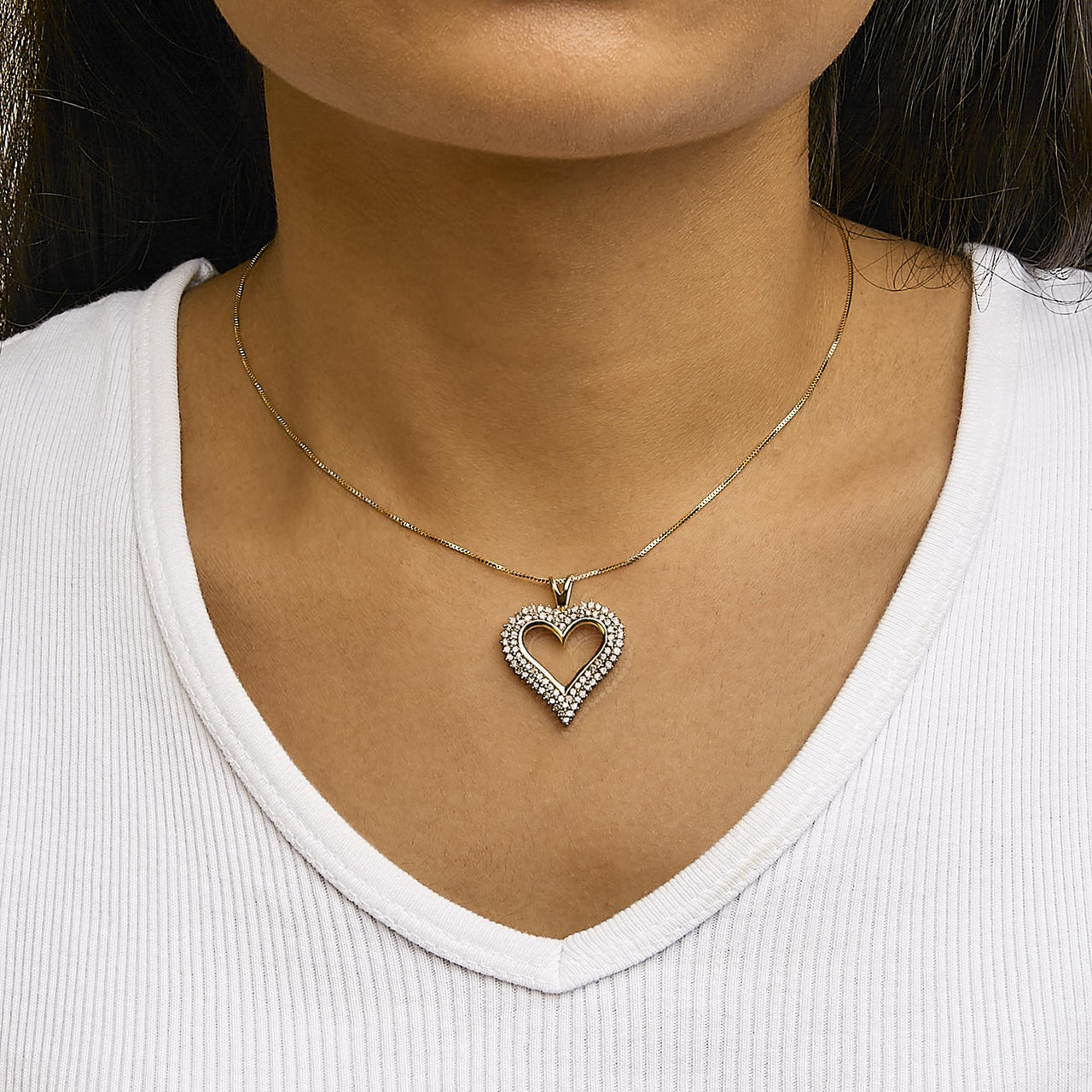 .925 Sterling Silver Diamond Heart 18" Pendant Necklace (I-J Color, I2-I3 Clarity)