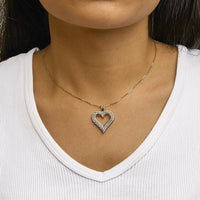 .925 Sterling Silver Diamond Heart 18