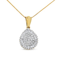 10K Gold 1/2 Cttw Round and Bagutte-Cut Diamond Teardrop 18
