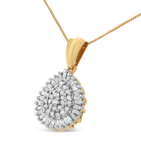 10K Gold 1/2 Cttw Round and Bagutte-Cut Diamond Teardrop 18