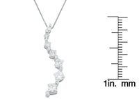 14K White Gold Princess and Baguette Cut Diamond Journey Pendant Necklace (1.00 cttw, H-I Color, I1-I2 Clarity)