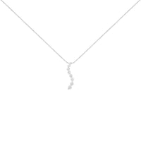 14K White Gold 3.0 Cttw Round-Brilliant & Baguette Cut Diamond S Shaped Graduated 18