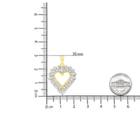14K Yellow Gold Plated .925 Sterling Silver 4.0 Cttw Diamond Two Row Open Heart 18