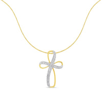 Two Tone .925 Sterling Silver 1/10 cttw Round Diamond Fashion Pendant Necklace (H-I, I3)