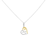 10K Yellow Gold Flashed .925 Sterling Silver Heart-Shaped Pendant Necklace