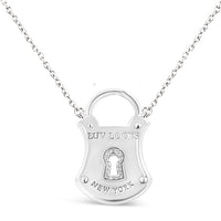 .925 Sterling Silver 1/10 Cttw Diamond Lock Pendant 18