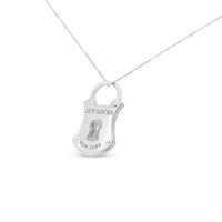 .925 Sterling Silver 1/10 Cttw Diamond Lock Pendant 18