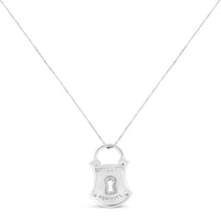 .925 Sterling Silver 1/10 Cttw Diamond Lock Pendant 18