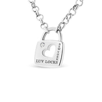 .925 Sterling Silver Diamond Accent Open Heart Love Lock Pendant 18