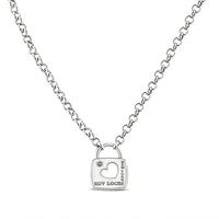 .925 Sterling Silver Diamond Accent Open Heart Love Lock Pendant 18