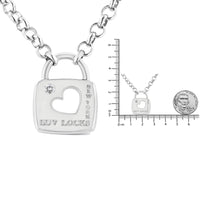 .925 Sterling Silver Diamond Accent Open Heart Love Lock Pendant 18