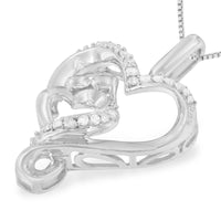 .925 Sterling Silver 1/10 cttw Diamond Mother & Child Double Open Heart 18