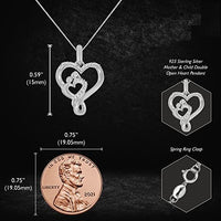 .925 Sterling Silver 1/10 Cttw Diamond Mother & Child Double Open Heart 18