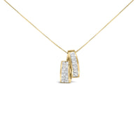 14K Yellow Gold 1 5/8 Cttw Princess and Baguette Diamond Duo Bar Pendant Necklace (G-H Color, VS2-SI1 Clarity) - 18