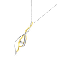 10K Yellow and White Gold Round Cut Diamond Accent Cascade 18