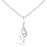 Espira 10K White Gold Round Diamond Accented Open Cascade Twist 18