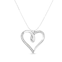 .925 Sterling Silver 1/4 cttw Channel Set Diamond Heart 18
