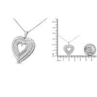.925 Sterling Silver 1 1/2 Cttw Baguette Diamond Composite Heart 18