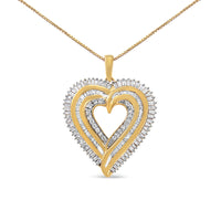 .925 Sterling Silver 1 1/2 Cttw Baguette Diamond Composite Heart 18