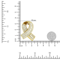 14K Yellow Gold 2 5/8 cttw Channel Set White Diamond Awareness Ribbon Pendant Necklace (G-H Color, VS1-VS2 Clarity) - NO CHAIN