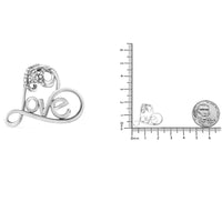.925 Sterling Silver 1/10 Cttw Round Brilliant-Cut Diamond Accented Open Heart with Love 18
