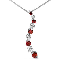 14K White Gold 1.0 Cttw Alternating Treated Red and White Diamond Journey 18