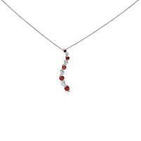 14K White Gold 1.0 Cttw Alternating Treated Red and White Diamond Journey 18