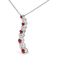 14K White Gold 1.0 Cttw Alternating Treated Red and White Diamond Journey 18