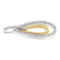 14K Two-Tone Gold Round Cut Diamond Double Burst Pendant Necklace (1/4 cttw, H-I Color, SI2-I1 Clarity)