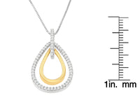 14K Two-Tone Gold Round Cut Diamond Double Burst Pendant Necklace (1/4 cttw, H-I Color, SI2-I1 Clarity)