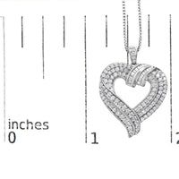 .925 Sterling Silver 1.00 Cttw Baguette Diamond Composite Open Heart 18