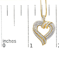 .925 Sterling Silver 1.00 Cttw Baguette Diamond Composite Open Heart 18