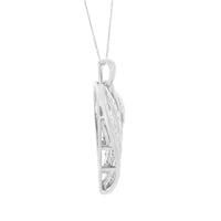 .925 Sterling Silver 3/4 Cttw Round and Baguette-Cut Diamond Open Heart 18