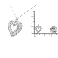 .925 Sterling Silver 1 3/8 Cttw Baguette Diamond Composite Heart 18