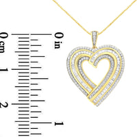 .925 Sterling Silver 1 3/8 Cttw Baguette Diamond Composite Heart 18