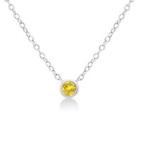 .925 Sterling Silver 1/10 Cttw Colored Diamond Suspended Bezel-Set Solitaire 16