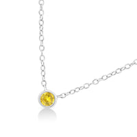 .925 Sterling Silver 1/10 Cttw Colored Diamond Suspended Bezel-Set Solitaire 16